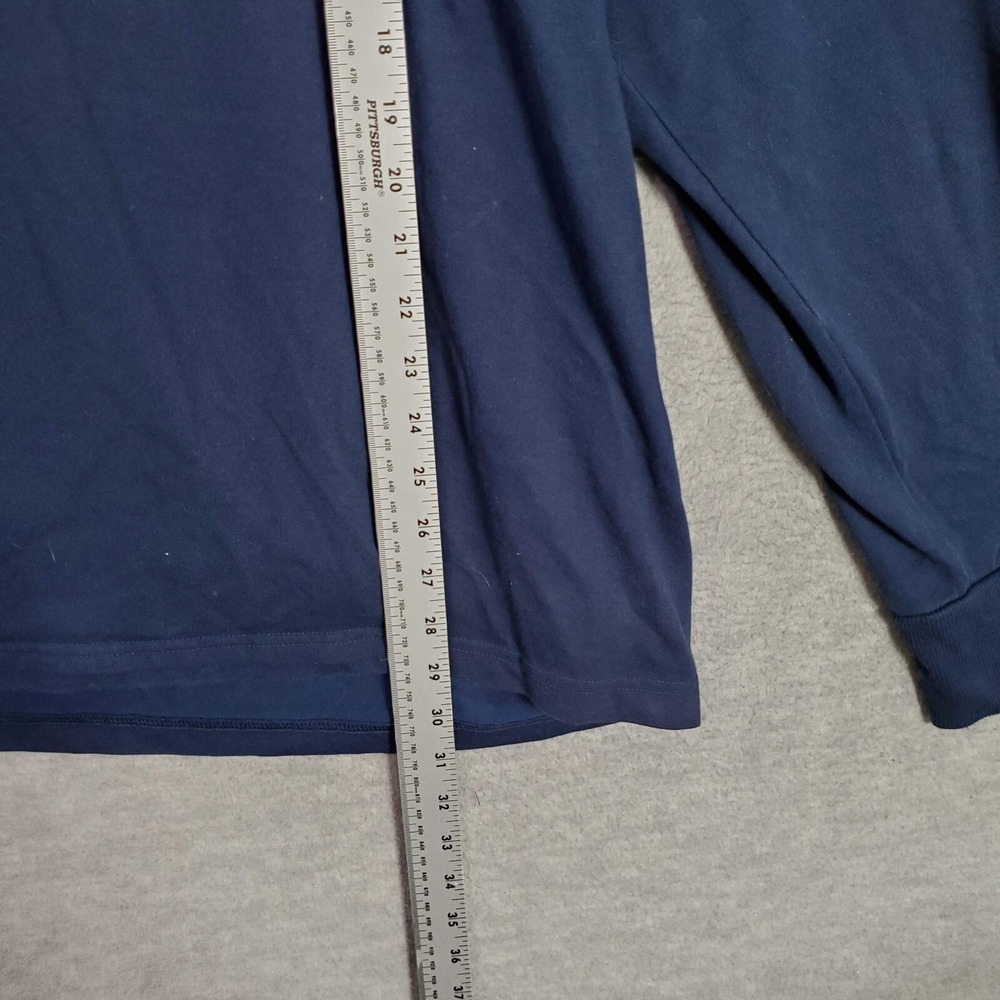 Adidas Men Sweatshirt 2XL Blue Hoodie Logo Zip Pocket 3 Stripe Pullover READ - Picture 6 of 10